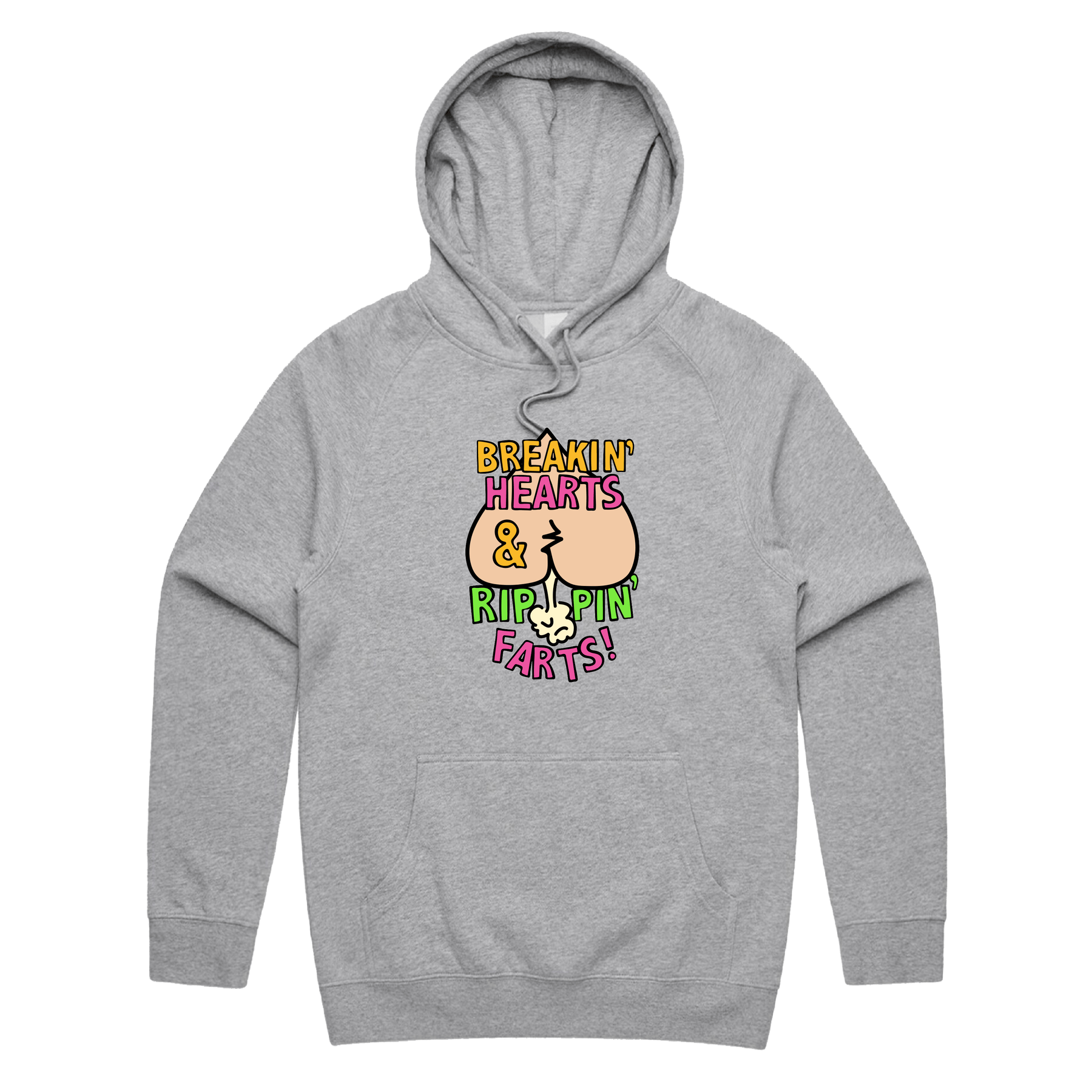 S / Grey / Large Front Print Rippin Farts 💔💨 - Unisex Hoodie