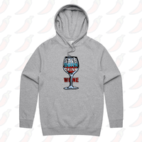 S / Grey / Large Front Print Save Water Drink Wine 🍷- Unisex Hoodie