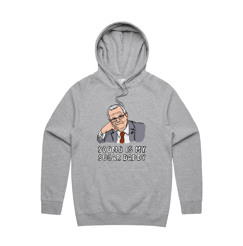 S / Grey / Large Front Print Scomo Sugar Daddy 💸 - Unisex Hoodie