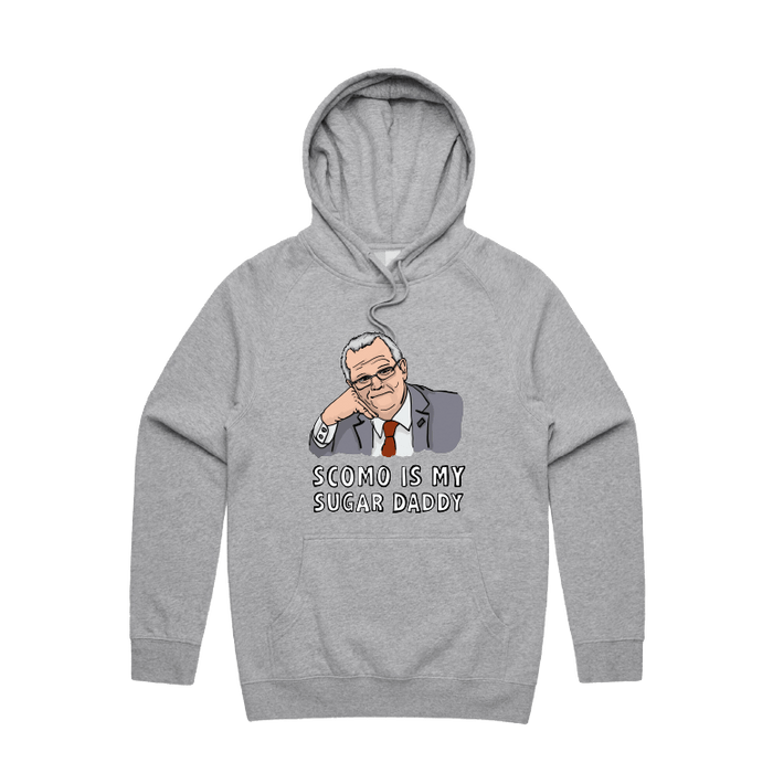 S / Grey / Large Front Print Scomo Sugar Daddy 💸 - Unisex Hoodie