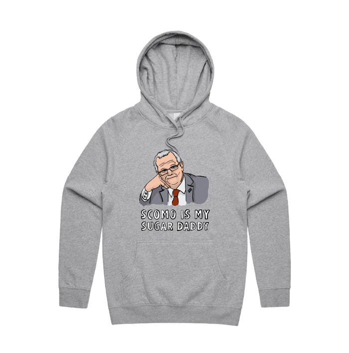 S / Grey / Large Front Print Scomo Sugar Daddy 💸 - Unisex Hoodie