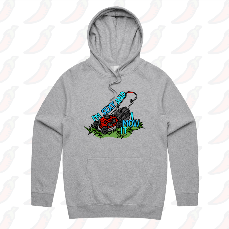 S / Grey / Large Front Print Sexy And I Mow It 😘 🌾 – Unisex Hoodie