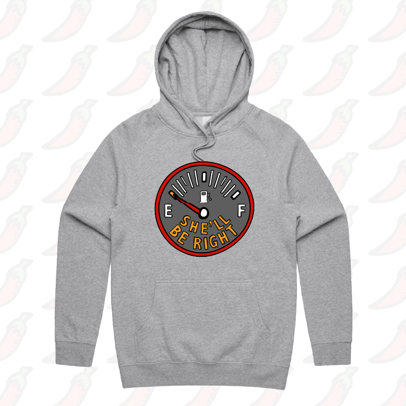 S / Grey / Large Front Print She’ll Be Right Fuel 🤷⛽ – Unisex Hoodie