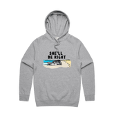 S / Grey / Large Front Print She'll Be Right 🤷‍♂️ - Unisex Hoodie