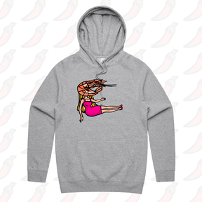 S / Grey / Large Front Print Shrimp on a Barbie 👜 - Unisex Hoodie