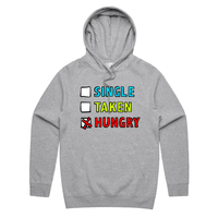 S / Grey / Large Front Print Single Taken Hungry 🍔🍟 - Unisex Hoodie