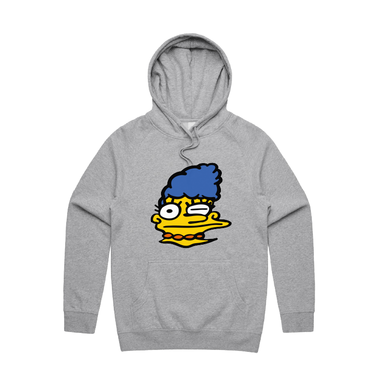 S / Grey / Large Front Print Smeared Marge 👕 - Unisex Hoodie