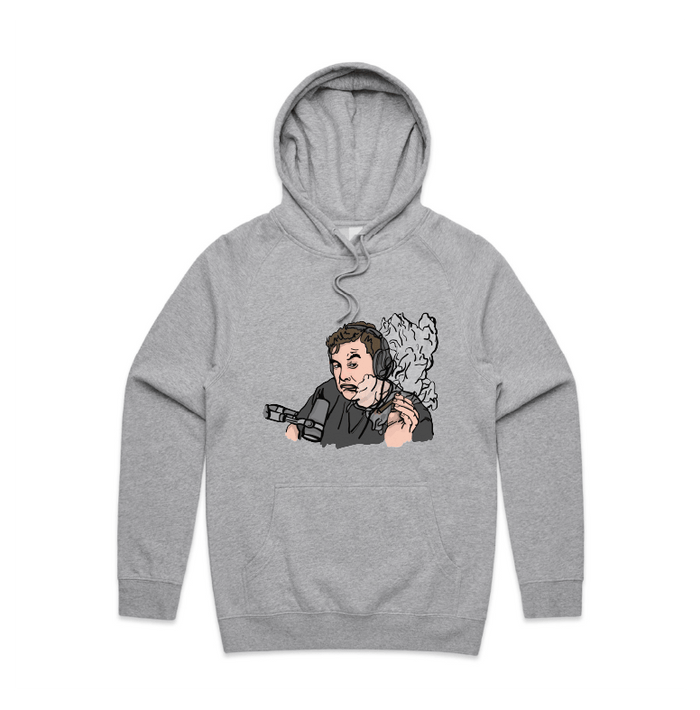 S / Grey / Large Front Print Smokin' Elon 💨 - Unisex Hoodie