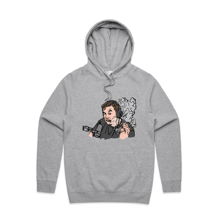 S / Grey / Large Front Print Smokin' Elon 💨 - Unisex Hoodie