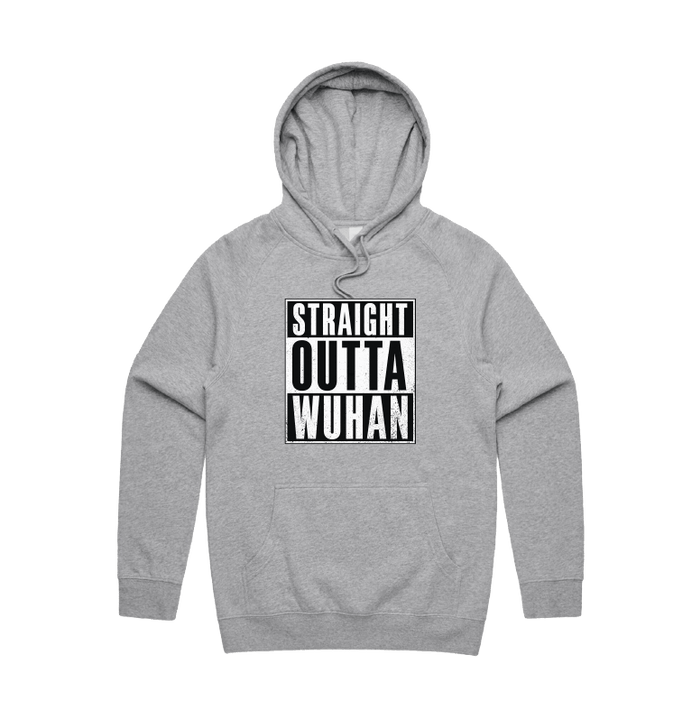 S / Grey / Large Front Print Straight Outta Wuhan ✊🏾 - Unisex Hoodie