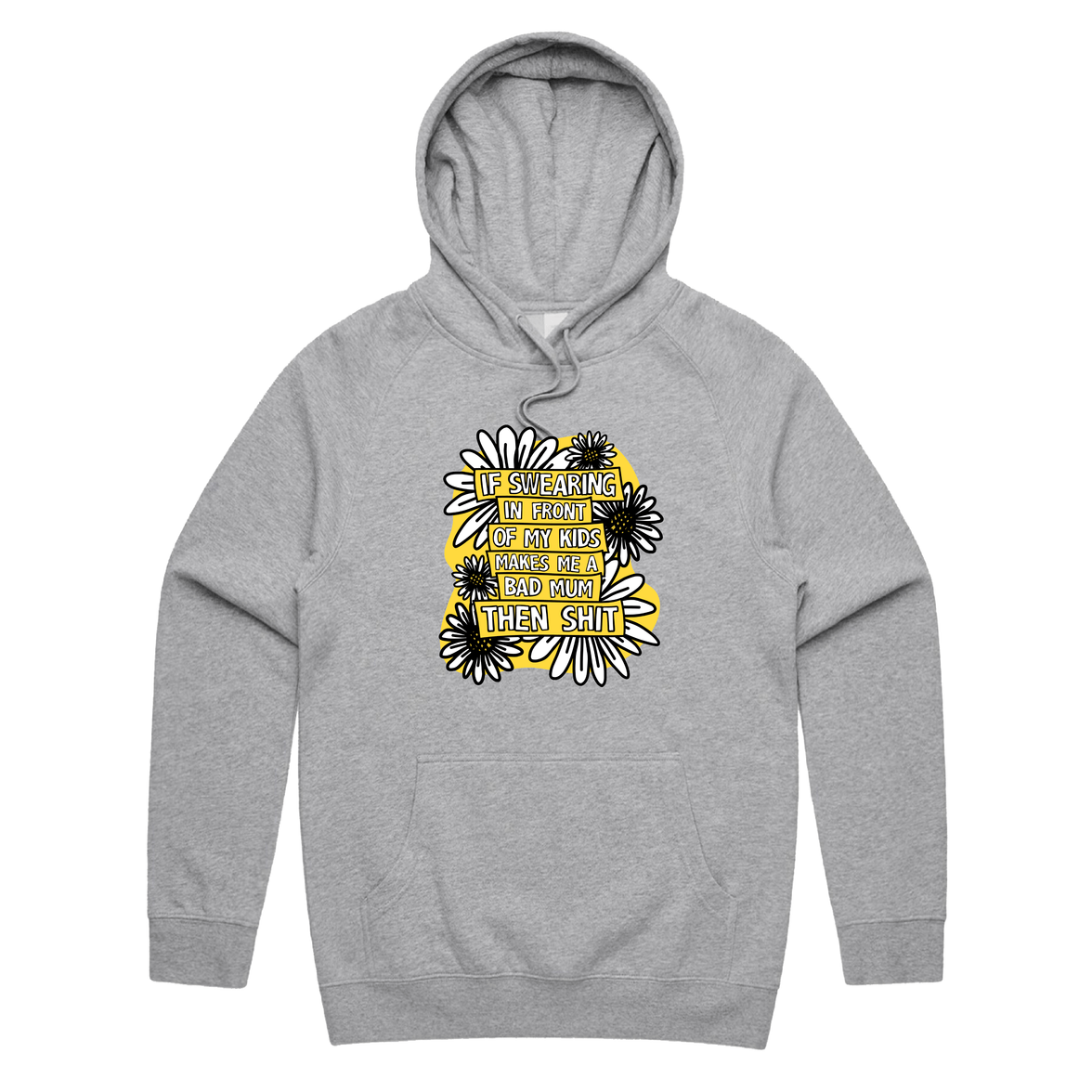 S / Grey / Large Front Print Sweary Mum 🤬🎀 - Unisex Hoodie