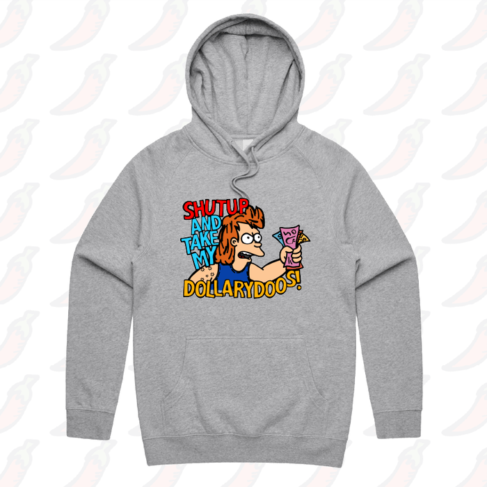 S / Grey / Large Front Print Take My Dollary Doos 💵 – Unisex Hoodie
