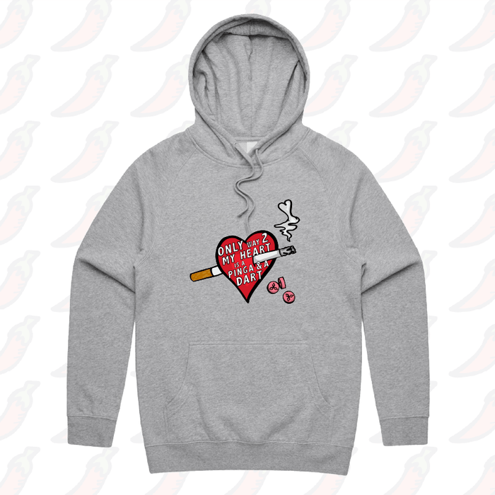 S / Grey / Large Front Print The Way To My Heart 💊🚬 - Unisex Hoodie