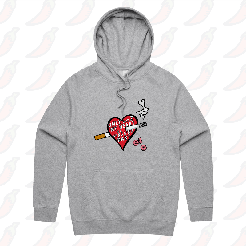 S / Grey / Large Front Print The Way To My Heart 💊🚬 - Unisex Hoodie