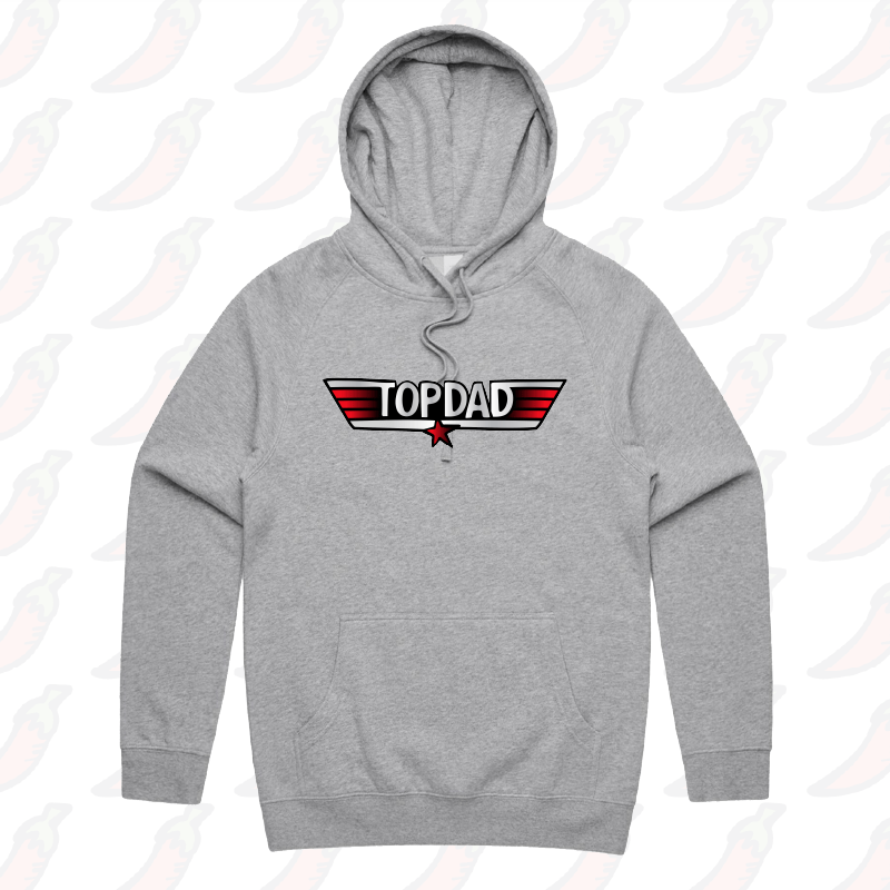 S / Grey / Large Front Print Top Dad 🕶️ - Unisex Hoodie