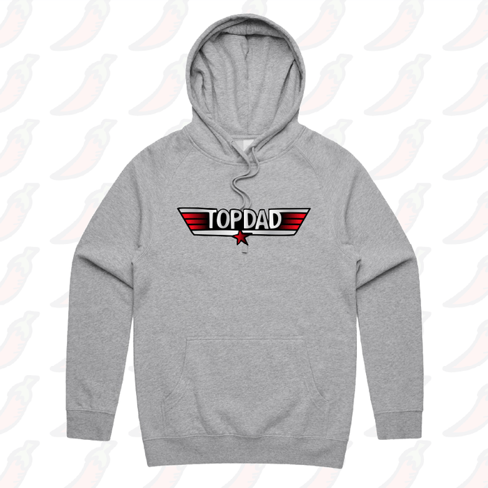 S / Grey / Large Front Print Top Dad 🕶️ - Unisex Hoodie