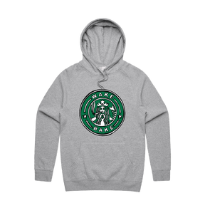 S / Grey / Large Front Print Wake & Bake 🚬 - Unisex Hoodie