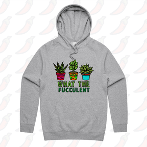 S / Grey / Large Front Print What The Fucculent 🌵 – Unisex Hoodie