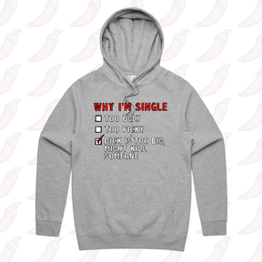 S / Grey / Large Front Print Why I’m Single 🍆☠️ - Unisex Hoodie