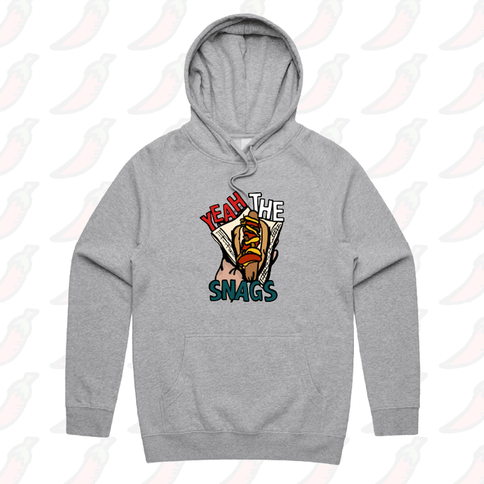 S / Grey / Large Front Print Yeah the Snags! (YTS!) 🌭 - Unisex Hoodie