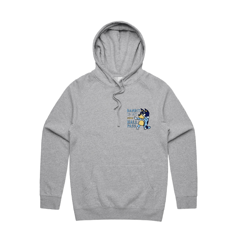S / Grey / Small Front Design Bandit Hall Pass 🦴 - Unisex Hoodie