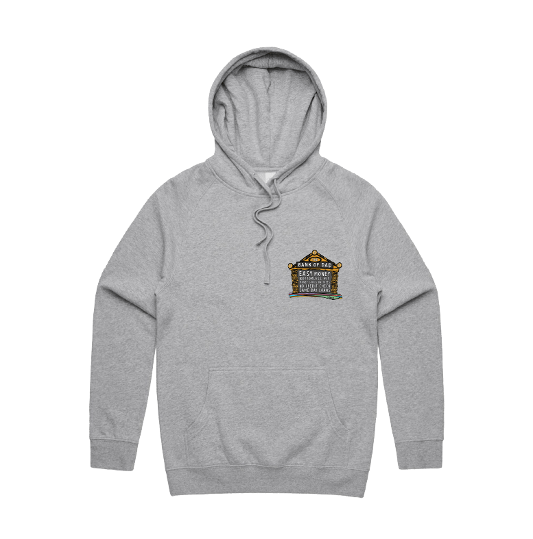S / Grey / Small Front Design Bank of Dad 💰 - Unisex Hoodie