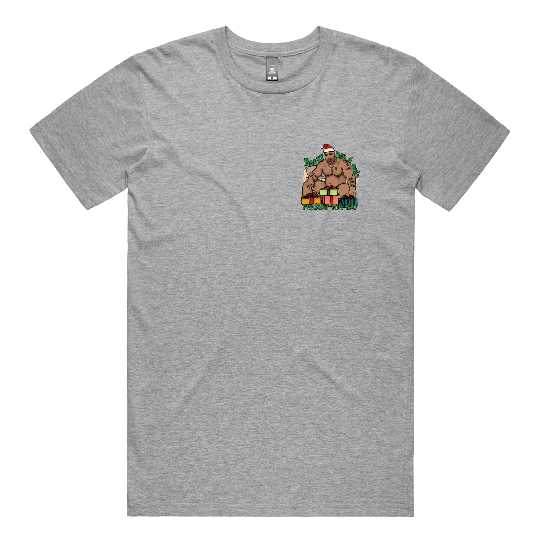 S / Grey / Small Front Design Big Barry Christmas 🍆🎄 - Men's T Shirt