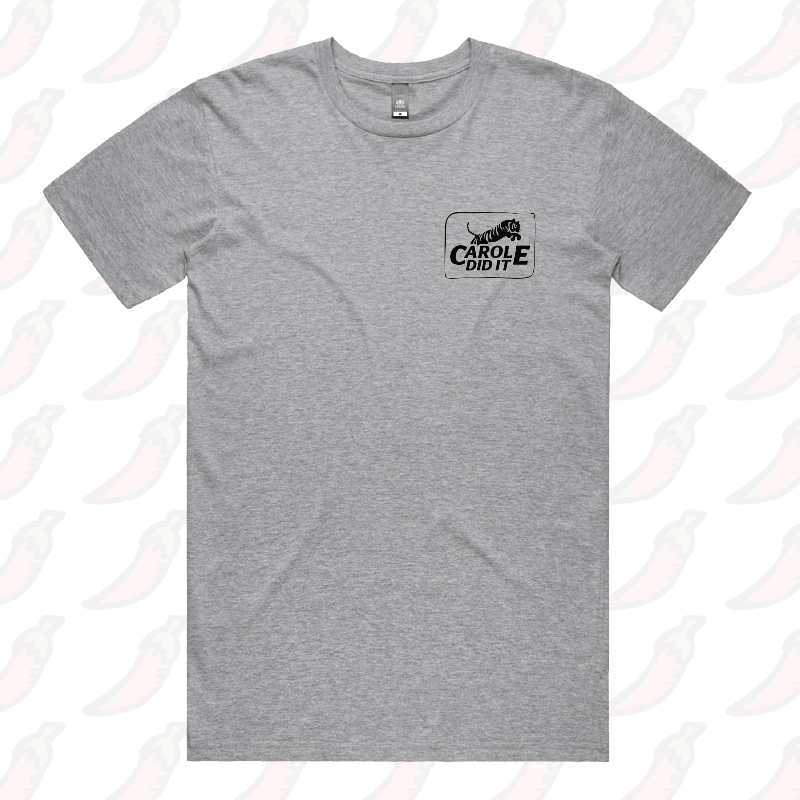 S / Grey / Small Front Design Carole Did It 🥩 - Men's T Shirt