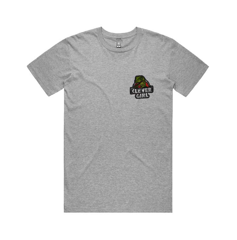 S / Grey / Small Front Design Clever Girl 🦖 - Men's T Shirt