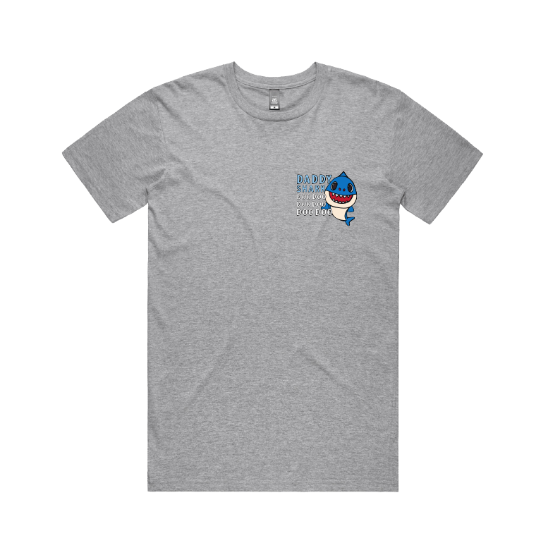 S / Grey / Small Front Design Daddy Shark 🦈 - Men's T Shirt