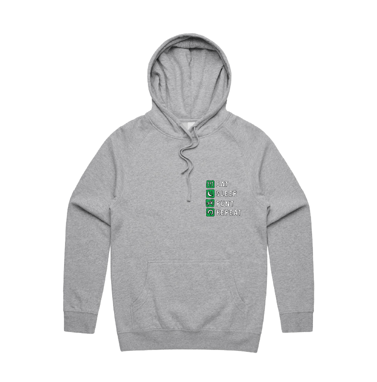 S / Grey / Small Front Design Eat Sleep Punt Repeat 🏇 - Unisex Hoodie