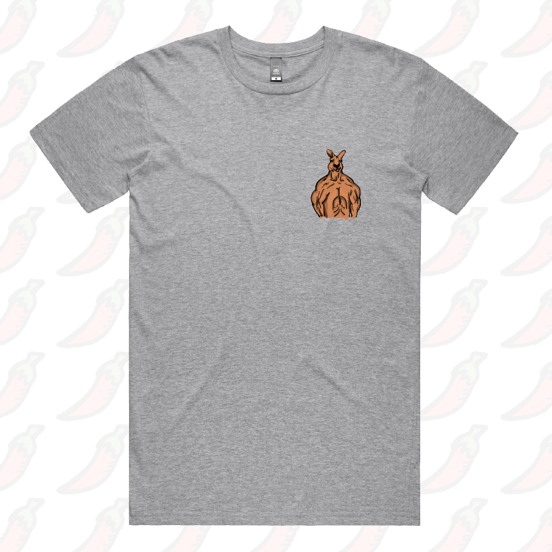 S / Grey / Small Front Design Jacked Kangaroo 🦘 - Men's T Shirt