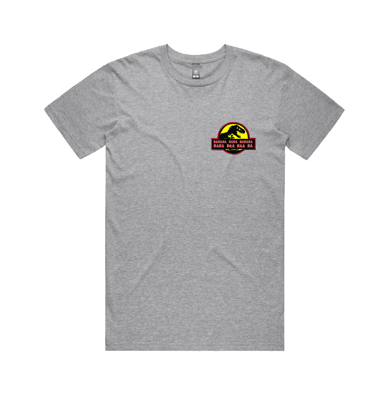 S / Grey / Small Front Design Jurassic Park Theme 🦕 - Men's T Shirt