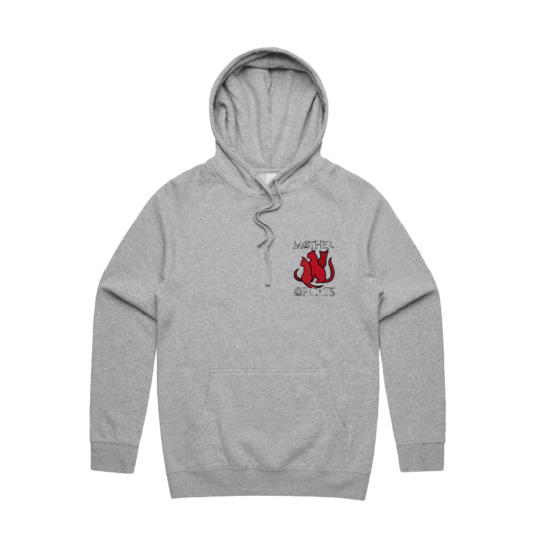 S / Grey / Small Front Design Mother of Cats 🐈 - Unisex Hoodie