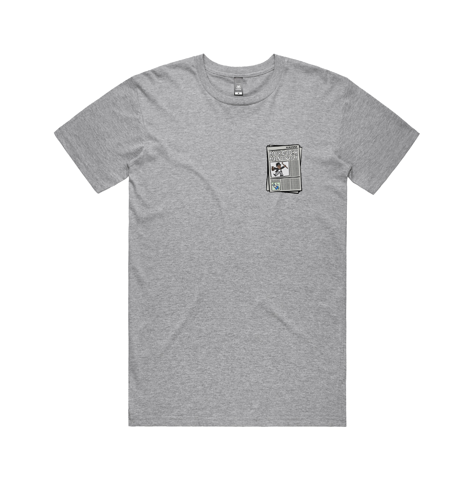 S / Grey / Small Front Design Murdoch Monopoly 📰 - Men's T Shirt