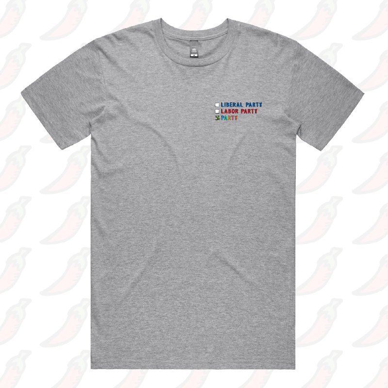 S / Grey / Small Front Design Party Vote ✅ - Men's T Shirt