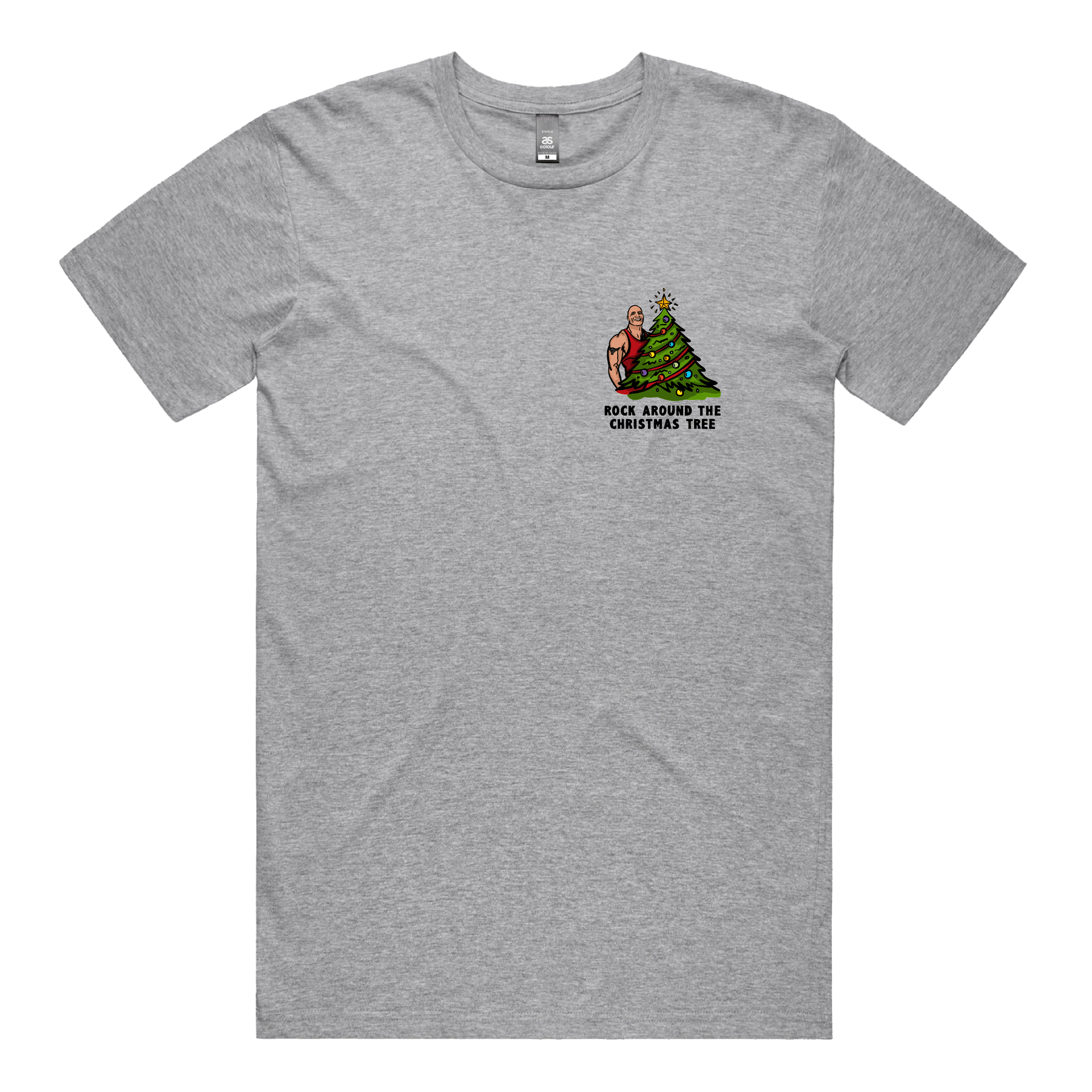 S / Grey / Small Front Design Rock Around The Christmas Tree 🎄 - Men's T Shirt