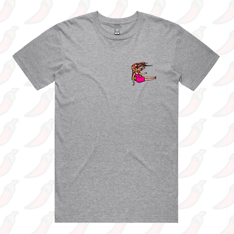 S / Grey / Small Front Design Shrimp on a Barbie 👜 - Men's T Shirt