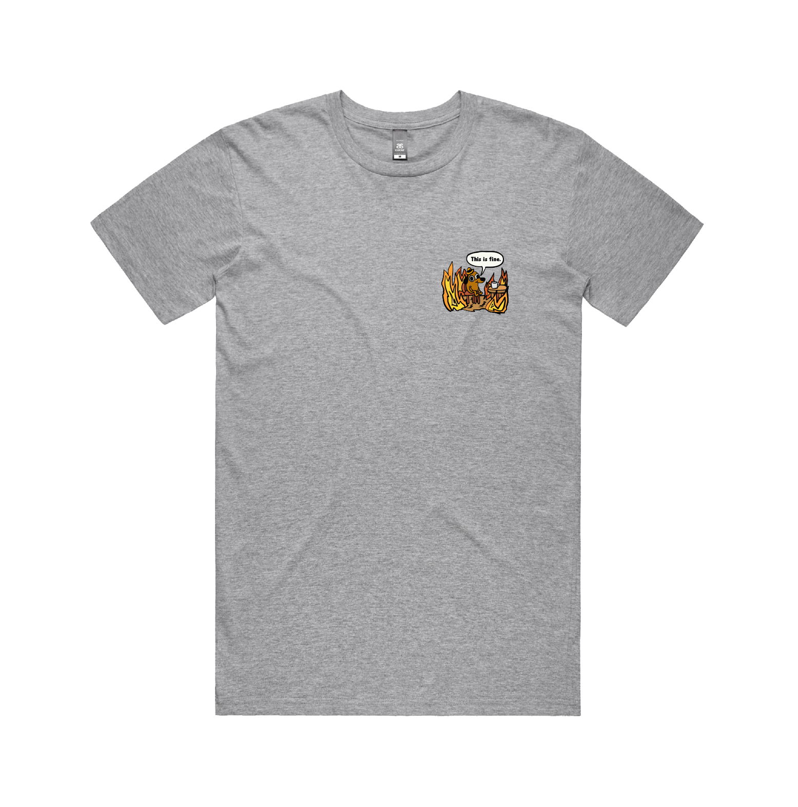 S / Grey / Small Front Design This Is Fine 🔥 - Men's T Shirt