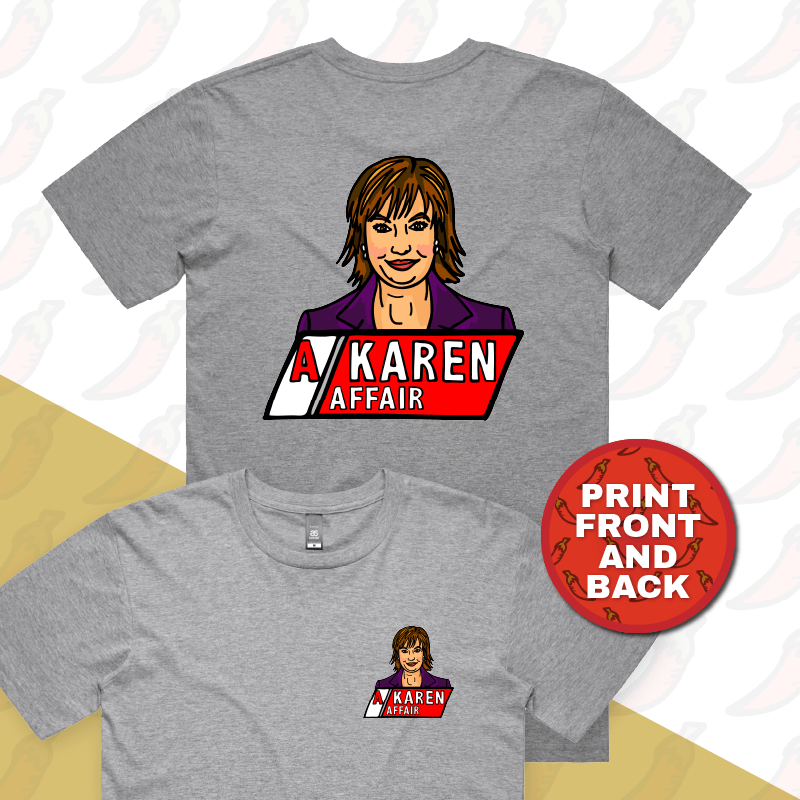 S / Grey / Small Front & Large Back Design A Karen Affair 📺 – Men's T Shirt