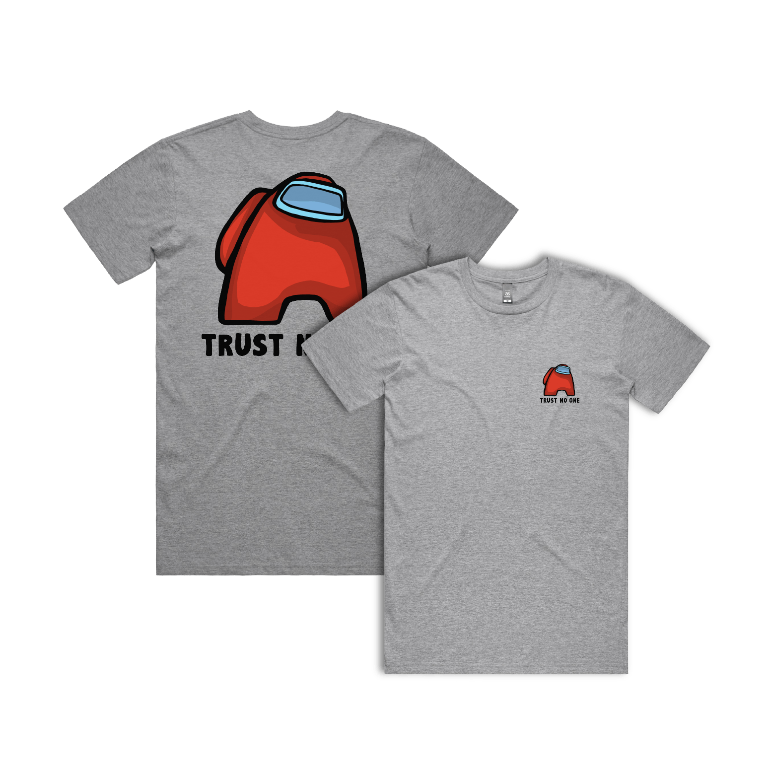 S / Grey / Small Front & Large Back Design Among Us 👨‍🚀 - Men's T Shirt