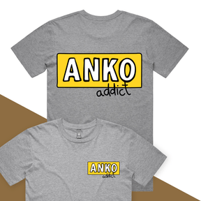 S / Grey / Small Front & Large Back Design ANKO Addict 💉 - Men's T Shirt