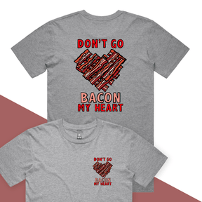 S / Grey / Small Front & Large Back Design Bacon My Heart 🥓❤️- Men's T Shirt