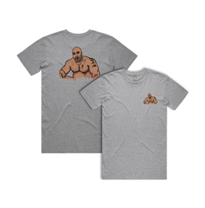 S / Grey / Small Front & Large Back Design Big Barry 🍆 - Men's T Shirt
