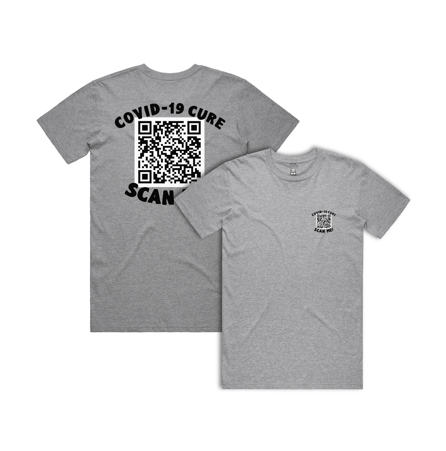 S / Grey / Small Front & Large Back Design Big Barry UNCENSORED QR Prank 🍆 - Men's T Shirt