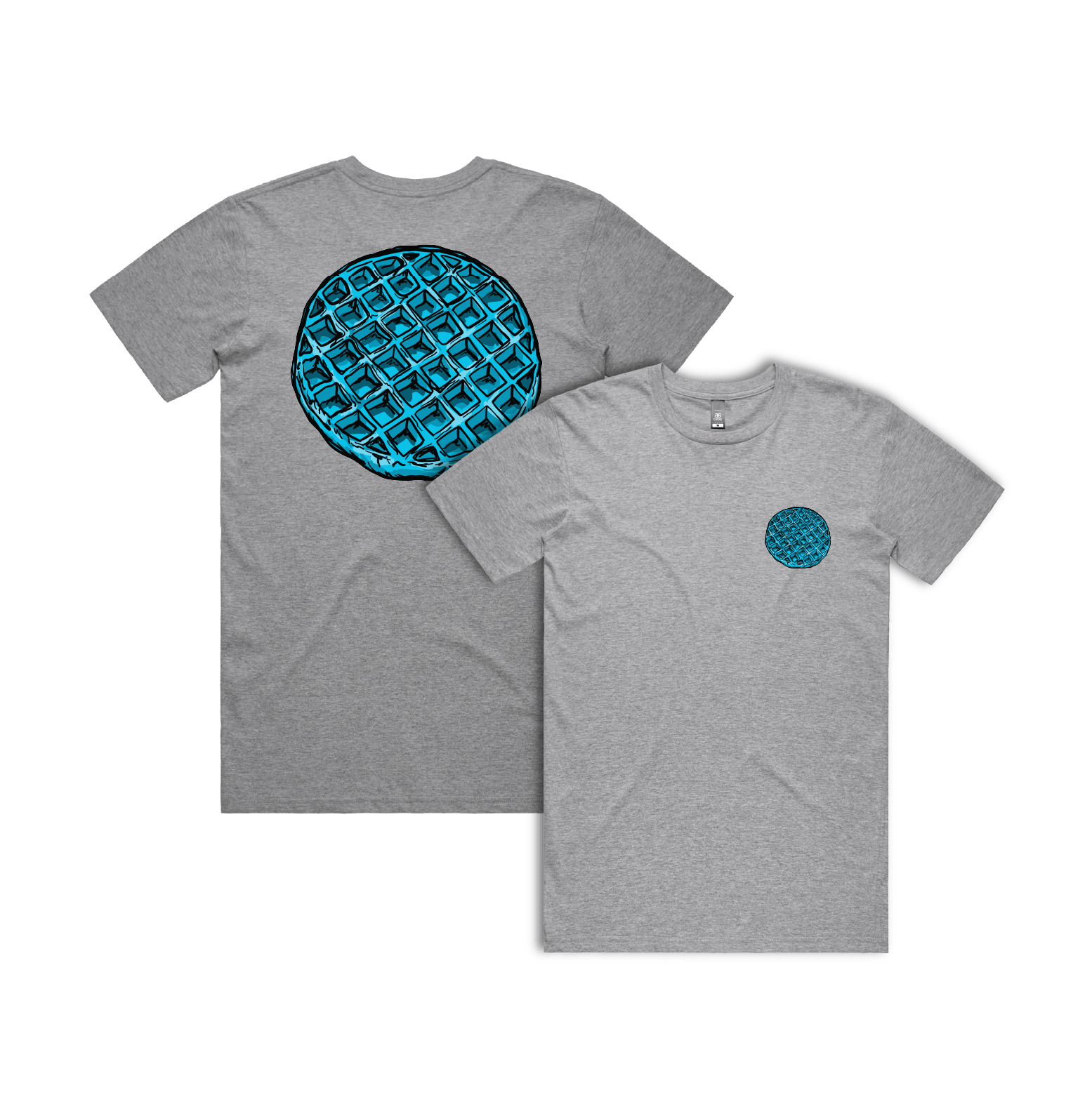 S / Grey / Small Front & Large Back Design Blue Waffle 🧇🤮 - Men's T Shirt