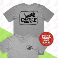 S / Grey / Small Front & Large Back Design Carole Did It 🥩 - Men's T Shirt