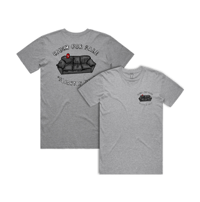 S / Grey / Small Front & Large Back Design Casting Couch 📹 - Men's T Shirt