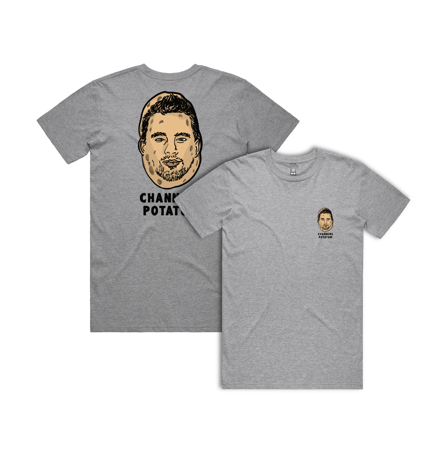 S / Grey / Small Front & Large Back Design Channing Potatum 🥔 - Men's T Shirt