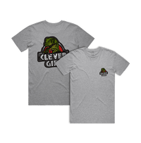 S / Grey / Small Front & Large Back Design Clever Girl 🦖 - Men's T Shirt
